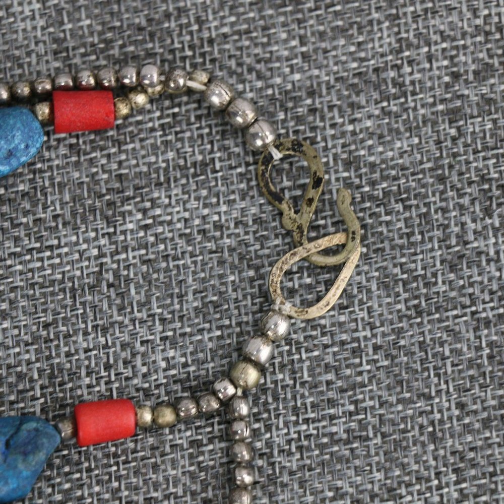 Turquoise And Orange Bead Statement Necklace - image 8